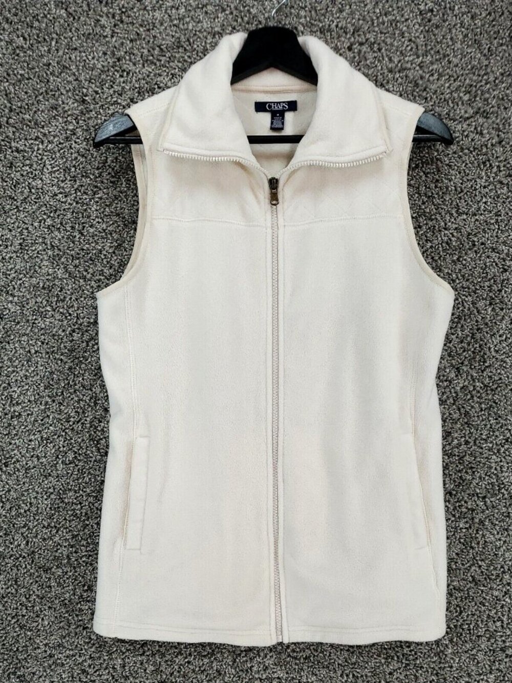 Chaps by Ralph Lauren Cream Fleece w/Quilting Full Zip Vest Women's Size Medium